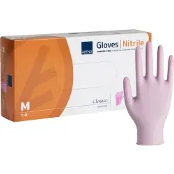 ABENA® Sensitive Nitril Einweghandschuhe, pink 290732 , 1 Packung = 100 Stück, Größe M