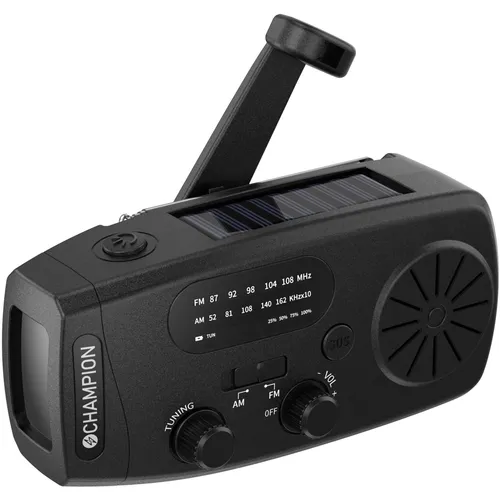 Champion Solar Kurbelradio Notfallradio AM FM mit Taschenlampe