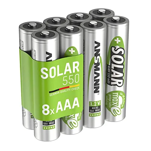 ANSMANN Akku AAA Micro 550mAh 1,2V NiMH für Solarlampen 8 Stück