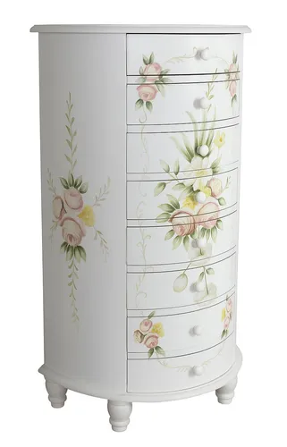 Kommode Vintage Möbel Rosenmalerei Hochkommode Schrank Schlafzimmerkommode Antik