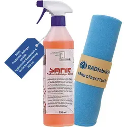 BADfabrik24 Sanit ProSanitär Reiniger DU100, Flasche 750 ml + Mikrofasertuch