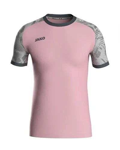 JAKO Iconic Trikot Kinder Dusky Pink, Soft Grey, Anthra Light, Gr. 128 - Nachhaltiges Sport Shirt Kurzarm aus 100% recyceltem Polyester, Feuchtigkeitstransportierend
