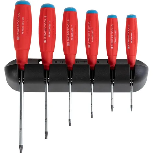 PB Swiss Tools Schraubendreher-Set 6-teilig TORX® SwissGrip - Schraubendreher-Set mit 6 TORX® Werkzeugen, ergonomischem Griff für optimalen Halt und unbegrenzter Garantie – 100% Swiss Made für höchste Qualität.