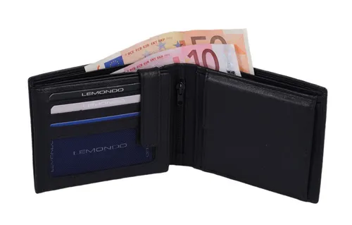 GlücksNugget Herrenbörse aus Leder im Querformat - Elegante Herrenbörse mit 6 Kreditkartenfächern und RFID-Schutz. Ideal für den täglichen Gebrauch, kompakt und sicher. Maße: 12,5x9,5cm.