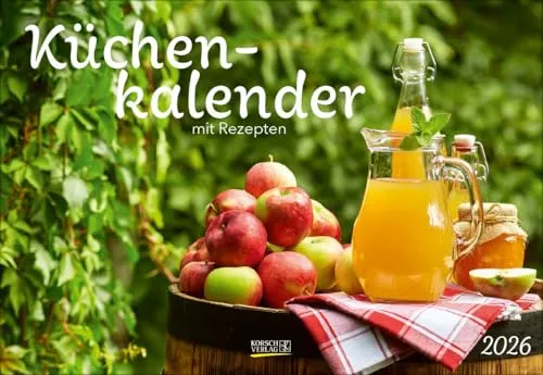 Küchenkalender 2026 - Essen und Trinken - Umweltfreundlicher Kalender mit 12 Food-Stillleben und saisonalen Rezepten, ideal für die Planung von Mahlzeiten und Notizen.