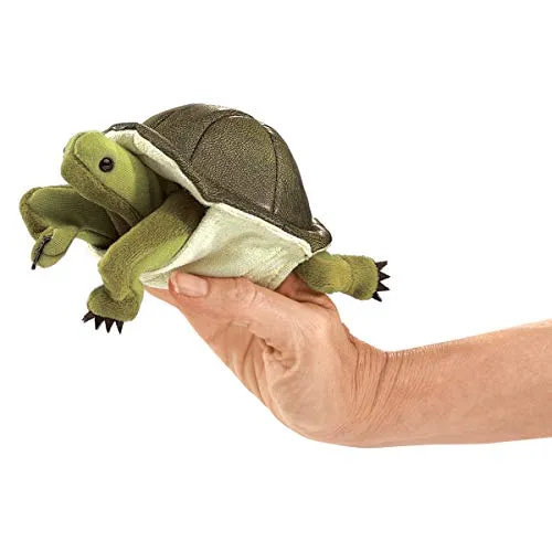 Folkmanis Turtle Finger Puppet, Grün, Braun