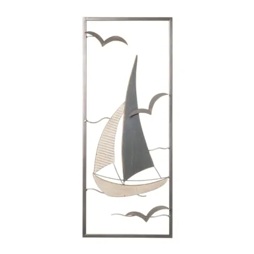 itsisa Maritimes Wandbild Segler Segelschiff 25x61 cm aus Metall - Maritime Wanddeko, Metalldeko, maritim dekorieren, Wandornament