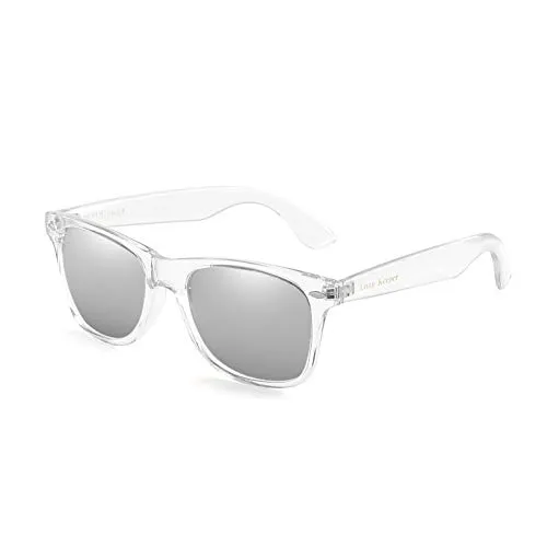 Long Keeper Polarisierte Sonnenbrille Unisex Transparente Vintage Sonnenbrille für Damen & Herren Mit UV-Schutz (Transparentes Silber)