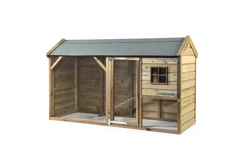 FATMOOSE BunnyBase Bliss – Wetterfester Hasenstall aus Massivholz mit Auslauf - Hochwertiger Hasenstall BunnyBase Bliss für Kaninchen & Meerschweinchen. Robustes Kiefernholz, raubtiersicher und wetterfest – ideal für artgerechte Haltung im Garten.