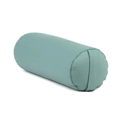 bodhi Yoga Bolster | ECO Serie | Yogarolle mit Kapok-Füllung | Waschbarer Bezug aus 100% Bio-Baumwolle | Yogakissen für Restoratives Yoga | Groß 65 x 22 cm (mineral blue)