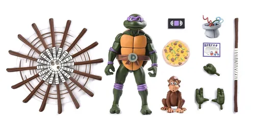 Teenage Mutant Ninja Turtles Donatello Action-Figur - Action- & Spielfiguren, detailgetreue NECA Ultimate Edition mit einzigartigem Pizza Club Zubehör für Sammler und Fans