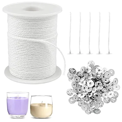 Oulesvte 100 Stück Kerzendocht, Kerzendochte für Kerzen, Kerzendocht aus natürlicher Baumwolle, einstellbare Kerze, Für die handwerkliche Kerzenherstellung, umweltfreundlich, rauchfrei
