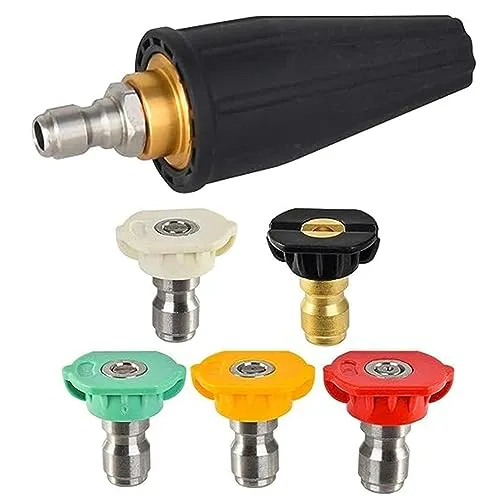 Hochdruckreiniger Sprühdüsen,RoadLoo Hochdruck-Drehturbodüse Turbodüse Hochdruckreiniger Drehdüse und 5 Spitzen 1/4 Zoll Schnellanschluss Steckdüse Spirale Wasserstrahldüse 3600 PSI