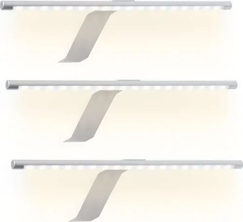 LED Kleiderschrankleuchte 3er Set mit Fußschalter - Wandbeleuchtung mit warmweißem Licht, flexibler rotierbarer Leuchtenkopf für individuelle Ausrichtung und starke Lichtausbeute - ideal für Schränke und Regale.
