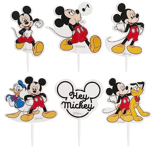 dekora - Set für Cupcakes und Muffin Deko Geburtstag - Mickey Maus Cupcake Topper aus Papier - 30 Stück in 6 verschiedenen Designs