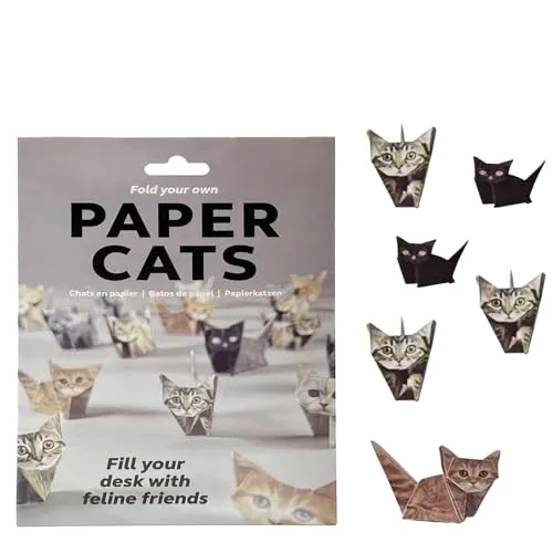DIY Katzen Origami Papier Kit,50-teiliges DIY-Papierkatzen-Bastelset,Fun 3D Paper Dog & Cat & Dinosaur Models,Tier Handgefertigte Papierkraft Kit Schreibtisch Dekor (cat)