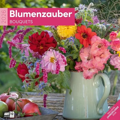 Blumenzauber Broschürenkalender 2026 - 30x30 - Art12 | Farbenfroher Garten-Kalender im schlanken Hochformat (aufgeklappt 30x60 cm) | zum Eintragen