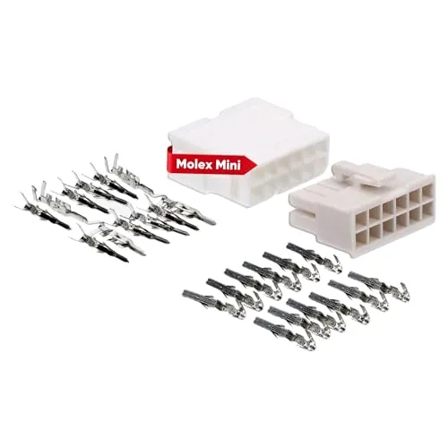 Kalitec KALI-2412 Mini-Fit Jr. Set 12 polig aus Nylon I Kabelstecker KFZ I Spannung 600 V I Nennstrom 13 A I AWG 24-18 I Mini Stecker für für Festplatten, LED und RGB Beleuchtung I Rastermaß 4.2mm