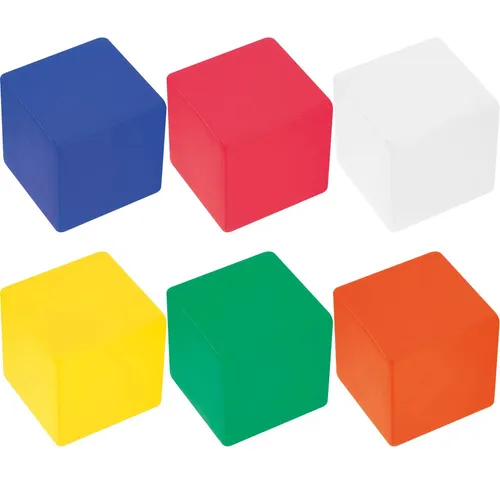 6x Anti-Stressball in Würfelform / Wutball / Knautschball / 6 Farben sortiert