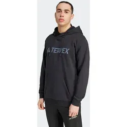 adidas Herren Terrex Multi Large Logo Hoodie, Schwarz, Größe M - Herren-Sweatshirt mit weitenregulierbarem Kordelzug, aus 70 % recycelter Baumwolle, ideal für Komfort und Style in der Freizeit.
