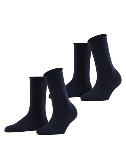 ESPRIT Damen Socken Basic Pure Multipack W So Baumwolle einfarbig 2 Paar, Blau Marine 6120, 35-38