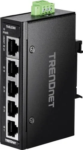 Trendnet TI-ELC50 - 5-Port Ethernet Mini Switch, kompakt und ideal für industrielle Anwendungen mit DIN-Rail Montage