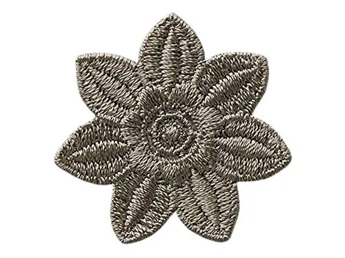Mono-Quick Bügelbild Aufnäher Patch Applikation zum Aufbügeln Blume grau 3,5 cm