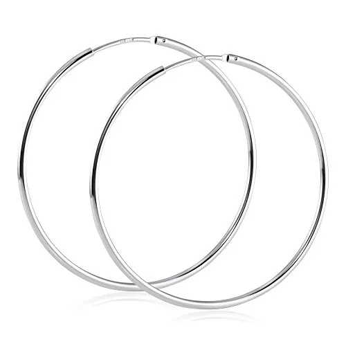 Materia Paar Creolen Echtgold Ohrringe Damen 48mm aus 585 Weißgold - Elegante Creolen aus 585 Weißgold, hochglanzpoliert und beidseitig tragbar. Ideal als Geschenk in edlem Etui, perfekt für jeden Anlass.
