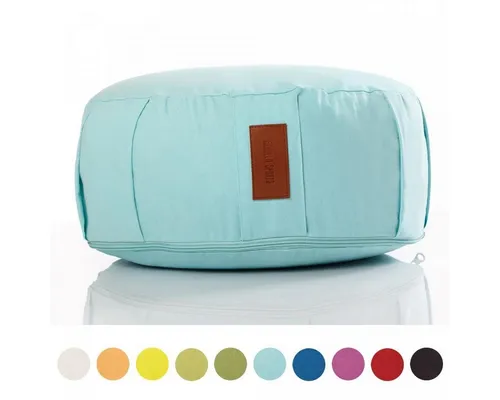 GORILLA SPORTS Bodenkissen Yogakissen - Rund, 100%Baumwolle, Meditationskissen, Sitzhöhe 18cm, Ø 30cm, Sitzkissen, Yoga Bolster, mit Griff, Waschbarer, Farbwahl