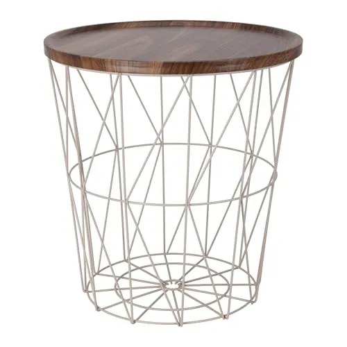 Spetebo Gitterkorb Beistelltisch aus Metall 39 cm in beige von Spetebo