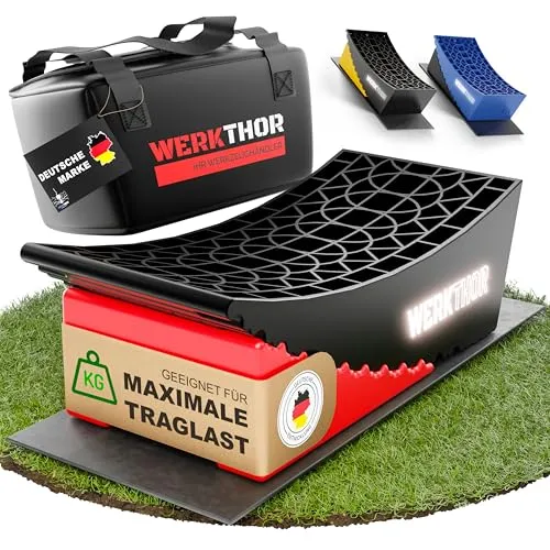 WERKTHOR Auffahrkeile – [2er Set] bewährte Auffahrkeile für Wohnmobil, Wohnwagen & Anhänger | kinderleichtes & Stufenfreies Nivellieren [<13,5t]