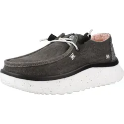 Hey Dude Damen Wendy Peak Chambray Moccasin - Schwarz, 37 EU - Damen-Sneaker mit flacher Sohle aus leichtem Ethylenvinylacetat, ideal für den Alltag und bequemes Tragen.