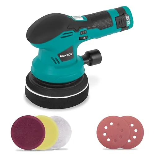 VONROC Poliermaschine 12 V – Ø 125 mm – 2-in-1 Polieren und Schleifen