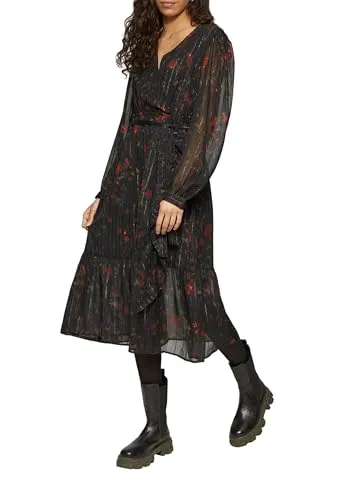 QS Chiffon-Kleid in Wickel-Optik mit Elastikbund