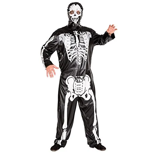 dressforfun tectake Skelett Kostüm Jumpsuit mit All-Over-Druck inkl. Maske (L | Nr. 300095)