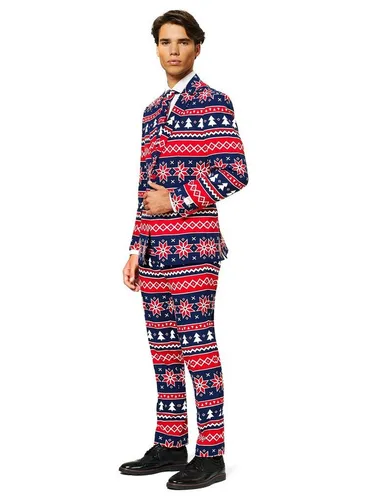 OppoSuits Weihnachtsanzug Nordic Noel für Herren – Stilvoll und bequem, 46 EU - Anzüge für Herren, ideal für Weihnachtsfeiern mit einem modernen, maßgeschneiderten Schnitt und kuscheligem, weichen Stoff für maximalen Komfort.