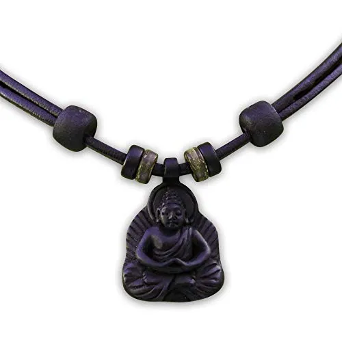 HANA LIMA Buddhakette Surferkette Halskette Buddha Lederkette Surferhalskette Halsband