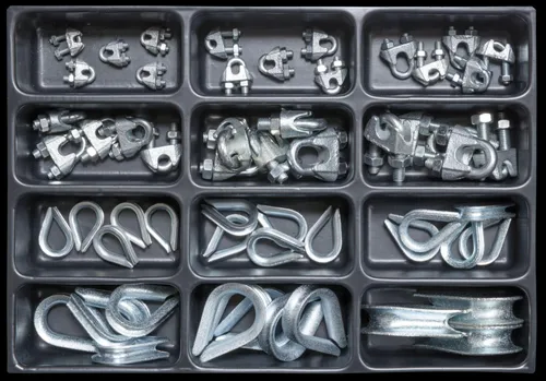 Dresselhaus Drahtseilklemmen + Kauschen Set - galvanisch verzinkt - Praktisches Set für Drahtseilverbindungen mit galvanisch verzinkten Klemmen und Kauschen. Ideal für Werkstatt und DIY-Anwendungen, bietet es zuverlässigen Korrosionsschutz und vielseitige Einsatzmöglichkeiten.