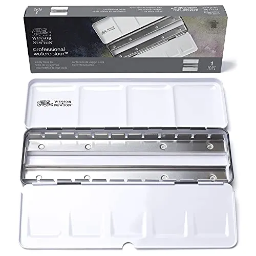 Winsor & Newton 7003156 Aquarellkasten leer für 24 halbe/12 ganze Näpfe | Mit Mischpaletten, Mit Daumenring, Personalisierbar