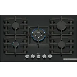 Bosch Serie 6 PPQ7A6I40, Schwarz, Integriert, 75 cm, Gaskochfeld, Gehärtetes Glas, 5 Zone(n) - Schwarz