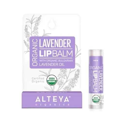 Produktbild Alteya Bio Lippenbalsam Lavendel 4.5g – USDA Organic-zertifiziert Rein Natürlich Restaurativ – Lippenpflege auf der Basis von ätherischem Lavendelöl und selektierter Auswahl an Pflanzenbuttern