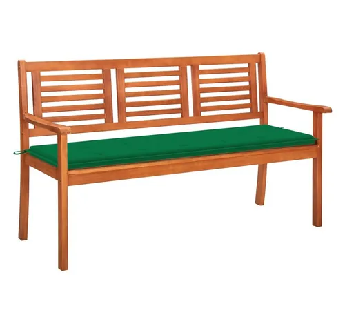 furnicato 3-Sitzer-Gartenbank aus Eukalyptusholz, Grün - Elegante Gartenbank aus massivem Eukalyptusholz mit bequemer Auflage für höchsten Sitzkomfort. Ideal für Garten, Terrasse oder Veranda. Robuste Materialien garantieren Langlebigkeit und einfache Pflege.