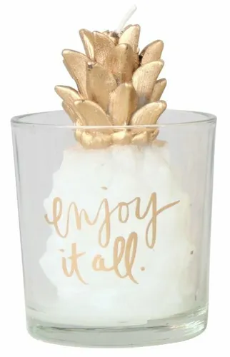 Kerze im Glas Ananas Design Kerze Kerzenglas Pineapple Wachs Kerzenwachs Licht