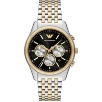 Emporio Armani Herren 41 mm Edelstahl Uhr AR11713 - Elegante Armbanduhr mit 41 mm silberfarbenem Edelstahlgehäuse und kratzfestem Mineralglas. Das zweifarbige Armband sorgt für individuellen Tragekomfort. Mit 5 ATM Wasserbeständigkeit ideal für jeden Anlass.