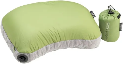 COCOON Air-Core Hood/Camp Pillow - Schlafsack-Kopfkissen wasabi-grey - Kissen für Camping und Outdoor, mit aufblasbarem Luftkern für individuelle Stützwirkung und minimalem Packmaß, ideal für ruhigen Schlaf unterwegs.
