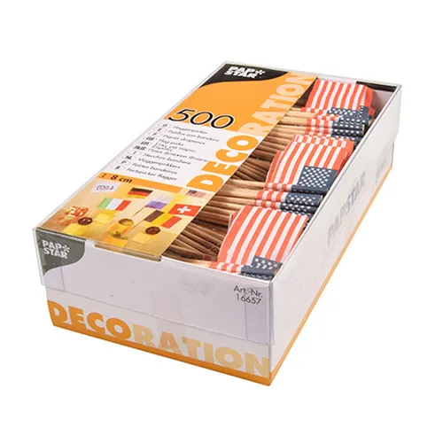 Papstar Deko Picker Flaggen Amerika Fahnenpicker Höhe 8cm 500 Stück