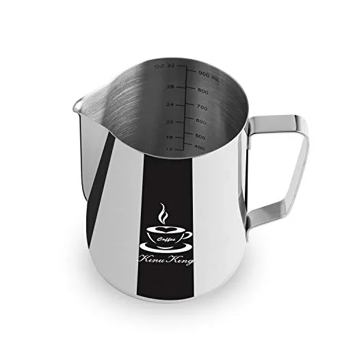 Milch Pitcher rostfreiem Edelstahl Milchkännchen perfekt für Milchaufschäumer Cappuccino Milchschau (900ml)