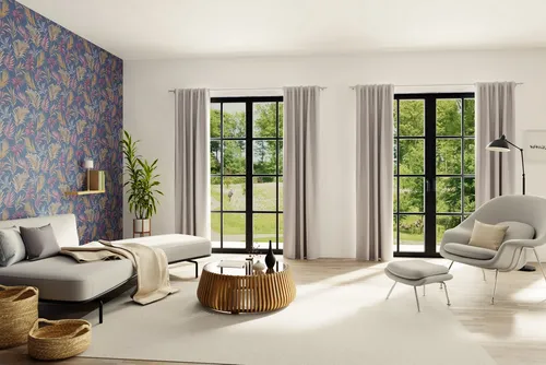 HOMING Gardine Merle, blickdicht und elegant in silber von HOMING