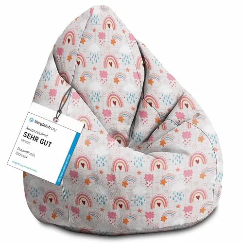 DreamRoots Sitzsack Kinder 80x80x120, Pink Rainbow