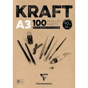 Clairefontaine Kraftpapier 96546C, A3, 90 g/m², braun, 100 Blatt